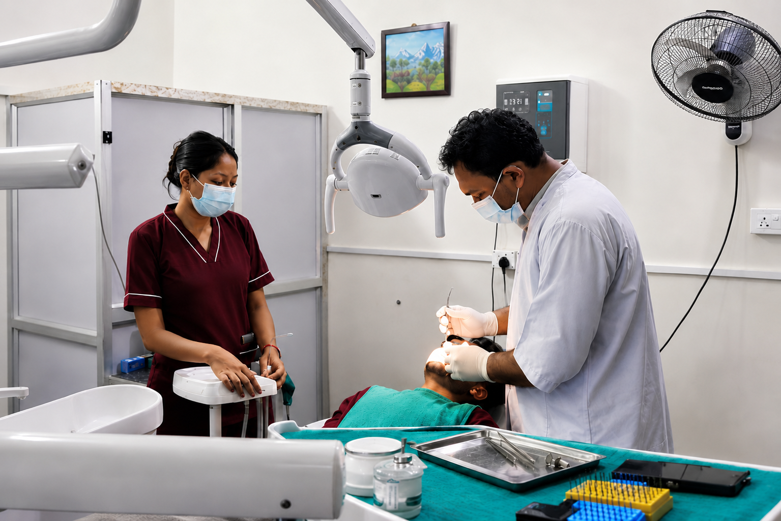 Dentist treating a patient at Nepal Dental Clinic in Nepalgunj